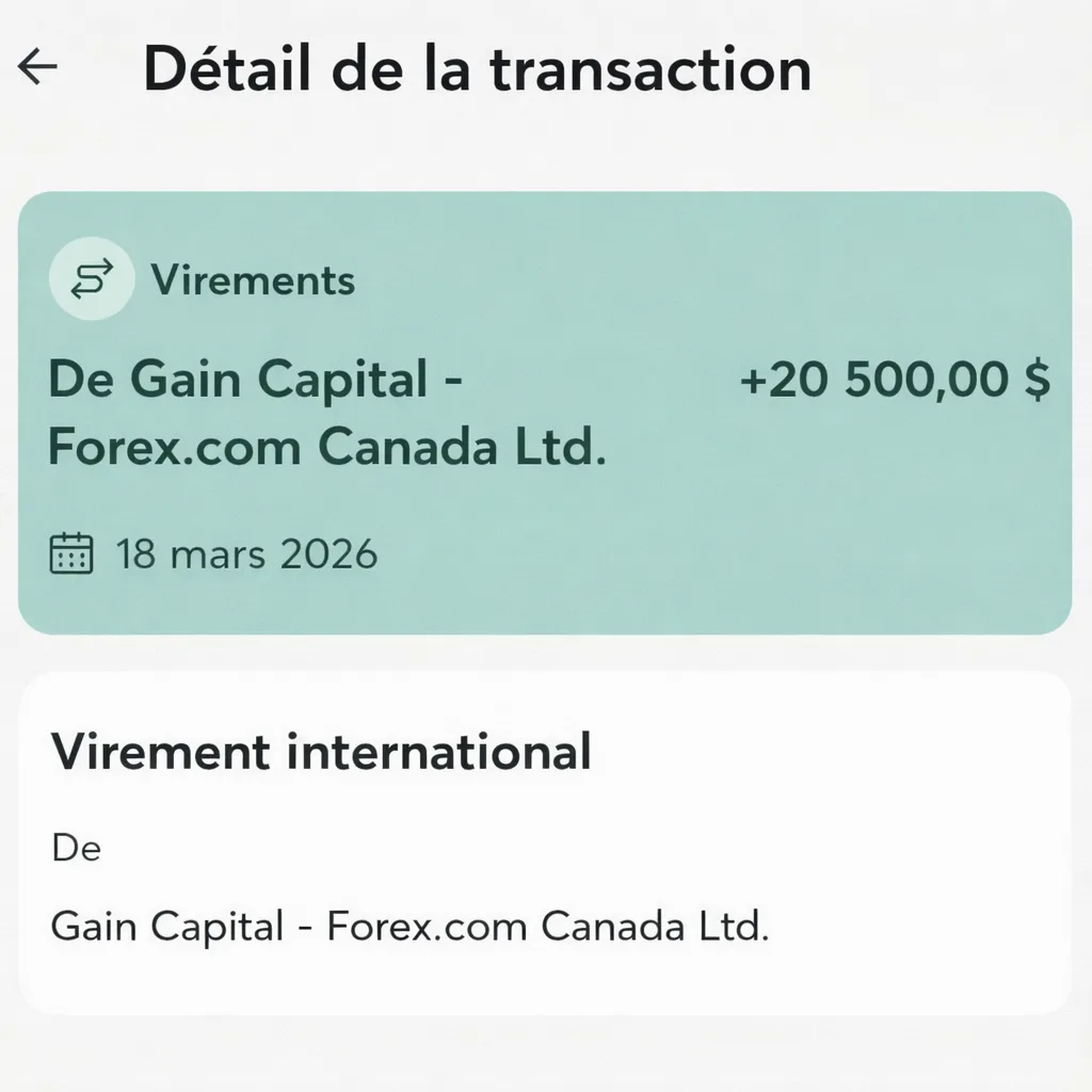 Virement reçu, capture bancaire